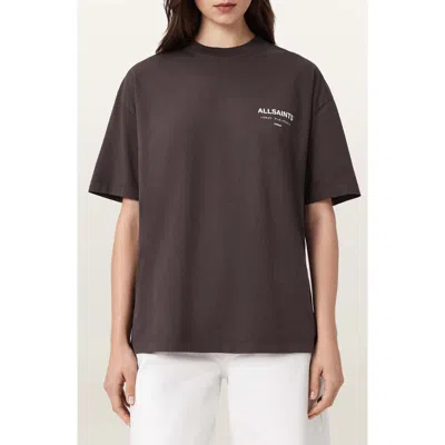Allsaints Underground Etta Cotton Graphic T-shirt In Black