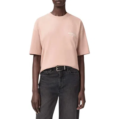 Allsaints Underground Etta Cotton Graphic T-shirt In Blush Pink