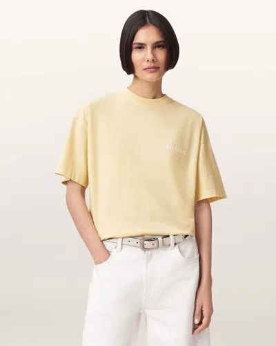 Allsaints Underground Etta Cotton Graphic T-shirt In Yellow