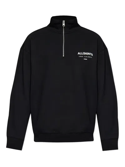 Allsaints Underground Half-zip Sweater In Black