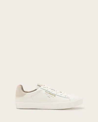 Allsaints Underground Leather Low Top Trainers In White/off White