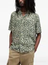 Allsaints Underground Short Sleeve Button Front Camp Shirt In Green