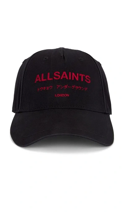 Allsaints Underground Logo Baseball Cap In Black