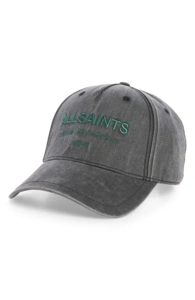 Allsaints Underground Logo Baseball In Washed Black