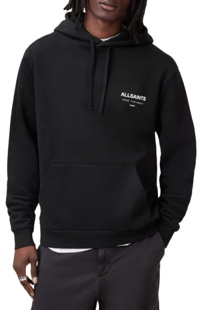 Allsaints Underground Logo Graphic Hoodie In Black