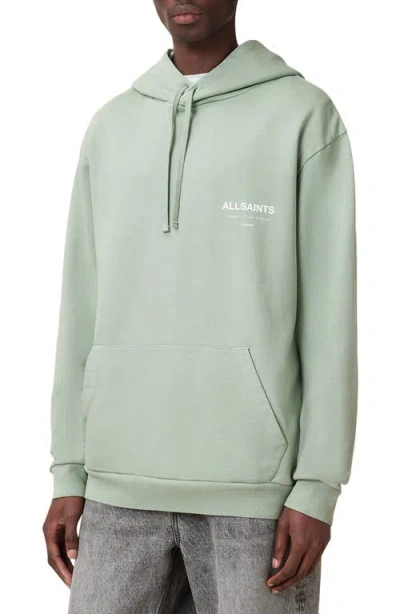 Allsaints Underground Logo Graphic Hoodie In Mineral Green