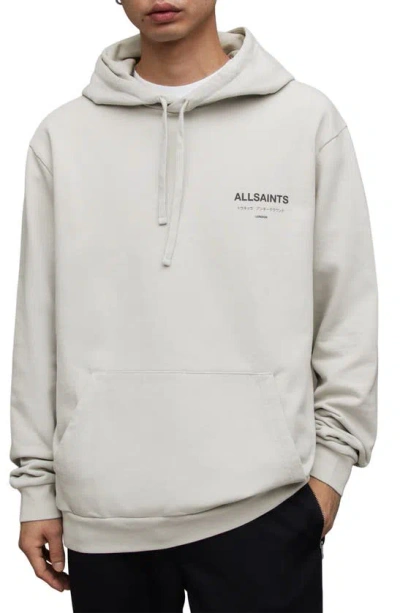 Allsaints Underground Logo Hoodie Sweatshirt In Stone Taupe