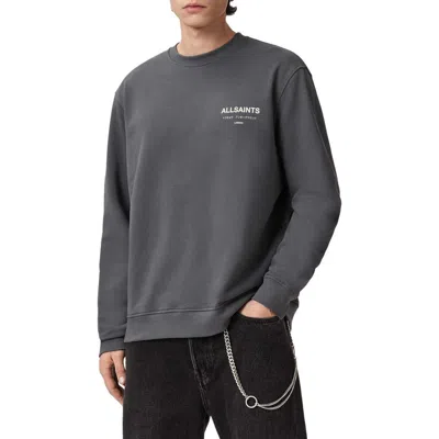 Allsaints Underground Logo Organic Cotton Graphic Sweatshirt In Gray