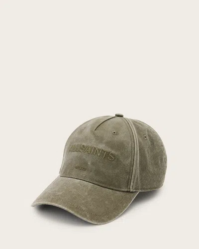 Allsaints Underground Logo Print Baseball Cap In Khaki Brown