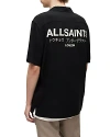 ALLSAINTS UNDERGROUND LOGO PRINT RELAXED FIT BUTTON DOWN CAMP SHIRT