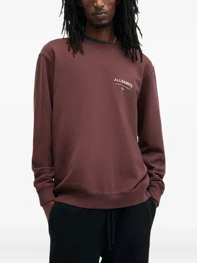 Allsaints Underground Logo-print Sweatshirt In Brown