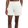 Allsaints Soleil Slim Fit 6.2 Swim Trunks In Chalk White/ Green
