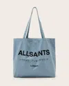 Allsaints Underground Logo Printed Tote Bag In Stonewash Blue