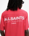 Allsaints Underground Logo Relaxed Fit Shirt In Hot Pink