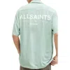 Allsaints Mattole Organic Cotton Stretch Relaxed Fit Button Down Camp Shirt In Teal Green