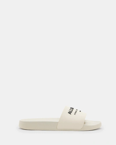 Allsaints Underground Logo Slip On Slides In White