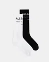 Allsaints Underground Logo Socks 2 Pack In Black/white