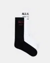 Allsaints Underground Logo Socks 2 Pack In Black/white/maroon