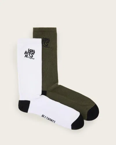 Allsaints Underground Logo Socks 2 Pack In Multi