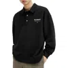 Allsaints Mens Black Underground Logo-print Relaxed-fit Polo Sweatshirt In Jet Black