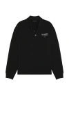 Allsaints Mens Black Underground Logo-print Relaxed-fit Polo Sweatshirt In Black