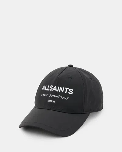 Allsaints Underground Nylon Logo Baseball Cap In Black