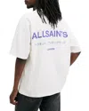Allsaints Underground Oversized Crew Neck T-shirt In Ashen White/purple