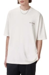 Allsaints Underground Oversize Graphic T-shirt In Ashen White/snake
