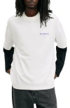 Allsaints Underground Oversize Graphic T-shirt In Ashen White/ Purple