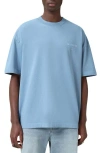 Allsaints Mens Underground Logo-print Relaxed-fit Cotton T-shirt Bondi Blue Xl In Bondi Blue