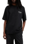 Allsaints Underground Oversize Organic Cotton Graphic T-shirt In Jet Black