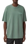 Allsaints Underground Oversized Crew Neck T-shirt In Smokey Green