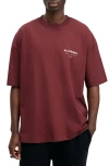 Allsaints Underground Oversized Crew Neck T-shirt In Winehouse Red