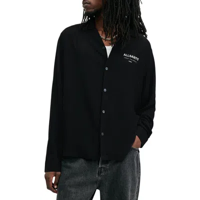 Allsaints Underground Long Sleeve Relaxed Fit Shirt In Black