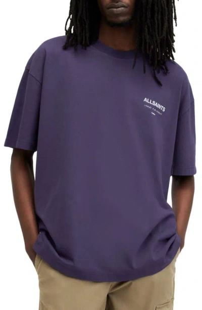 Allsaints Underground Oversize Organic Cotton Graphic T-shirt In Lapis Purple