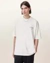 Allsaints Underground Oversized Crew Neck T-shirt In Ashen White/snake