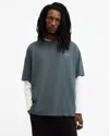 Allsaints Underground Oversized Crew Neck T-shirt In Ashy Blue