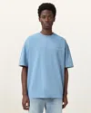 Allsaints Mens Underground Logo-print Relaxed-fit Cotton T-shirt Bondi Blue Xl In Bondi Blue