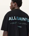 Allsaints Underground Oversized Crew Neck T-shirt In Jet Black/blue