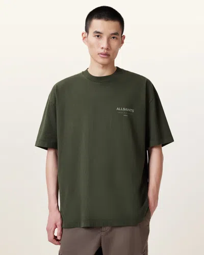 Allsaints Underground Oversized Crew Neck T-shirt In Kombu Green