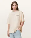 Allsaints Underground Oversized Crew Neck T-shirt In Sandy White