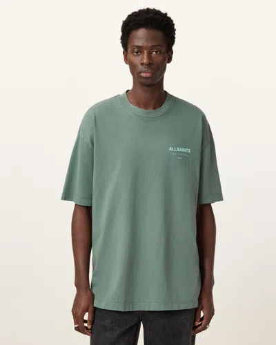 Allsaints Underground Oversized Crew Neck T-shirt In Smokey Green