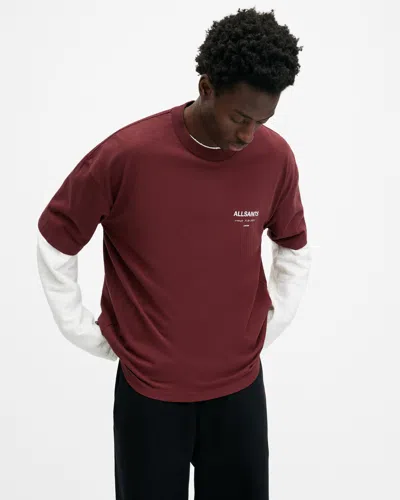 Allsaints Underground Oversized Crew Neck T-shirt In Winehouse Red