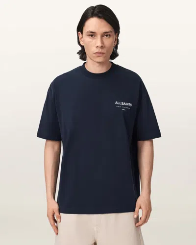 Allsaints Underground Oversized Crew Neck T-shirt In Blue