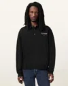Allsaints Mens Black Underground Logo-print Relaxed-fit Polo Sweatshirt In Jet Black