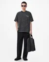 Allsaints Undergorund Logo-print Horizontal-stripe T-shirt In Jet Blk/chalk Wht