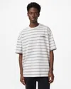 Allsaints Underground Oversized Striped T-shirt In Speckle Gry/grey