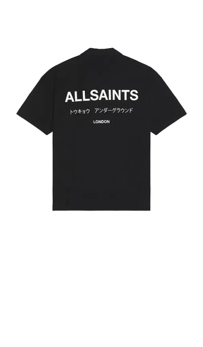 Allsaints Underground Polo Shirt In Black