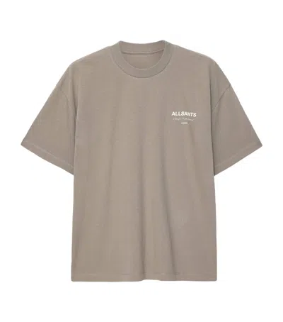 Allsaints Underground Logo-print T-shirt In Gray
