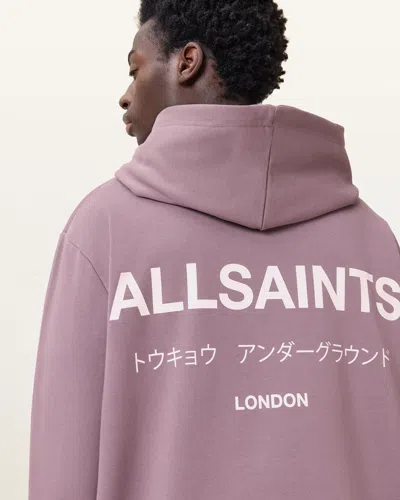 Allsaints Underground Pullover Logo Hoodie In Puce Purple